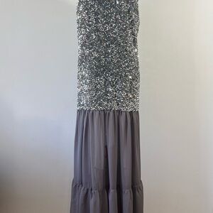 Sparkling Silver and Gray Evening Gown